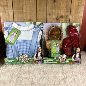 Lot Set Wizard Of Oz Dorothy Dress 4-6X Shoes Toto & Basket Dress-up Set NEW